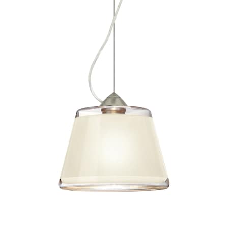Besa Lighting Pica 9 Cord Pendant, White Sand, Satin Nickel Finish, 1x75W Incandescent 1KX-PIC9WH-SN